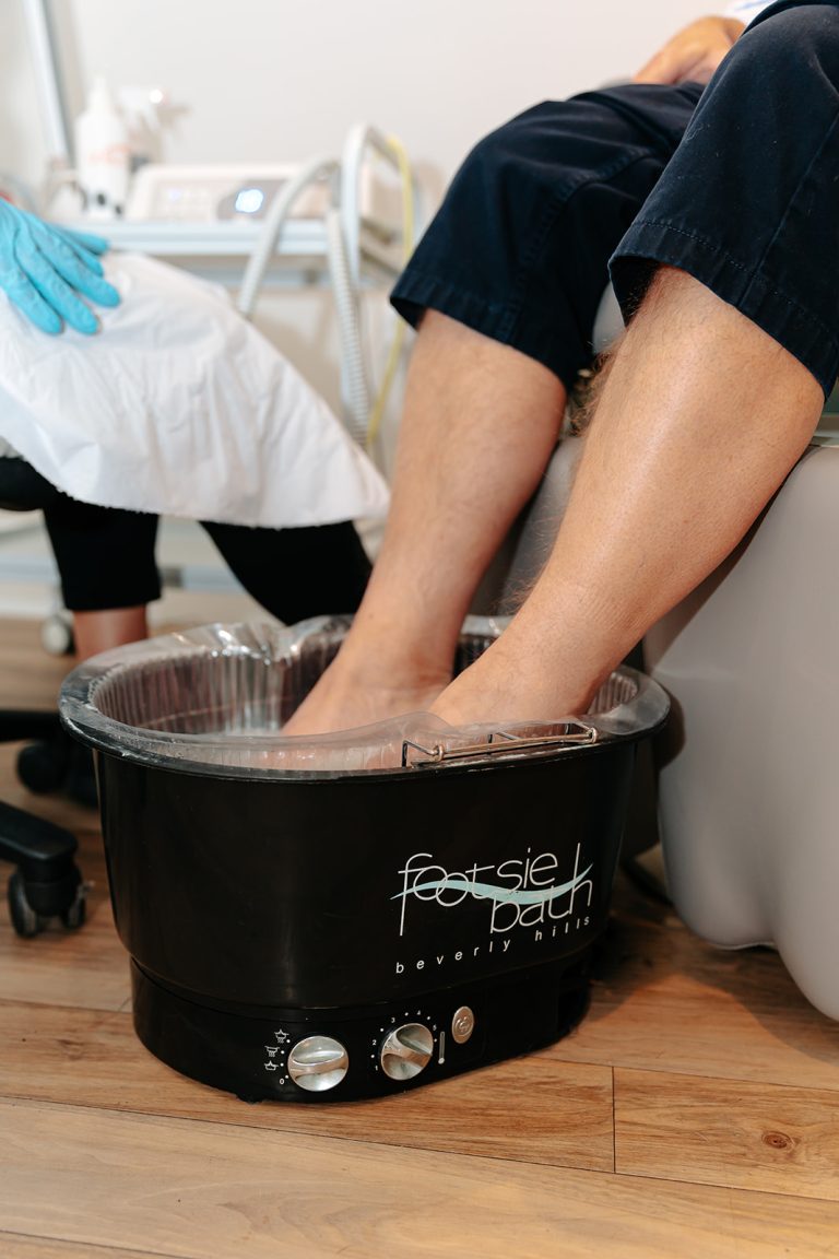 Patient using foot bath